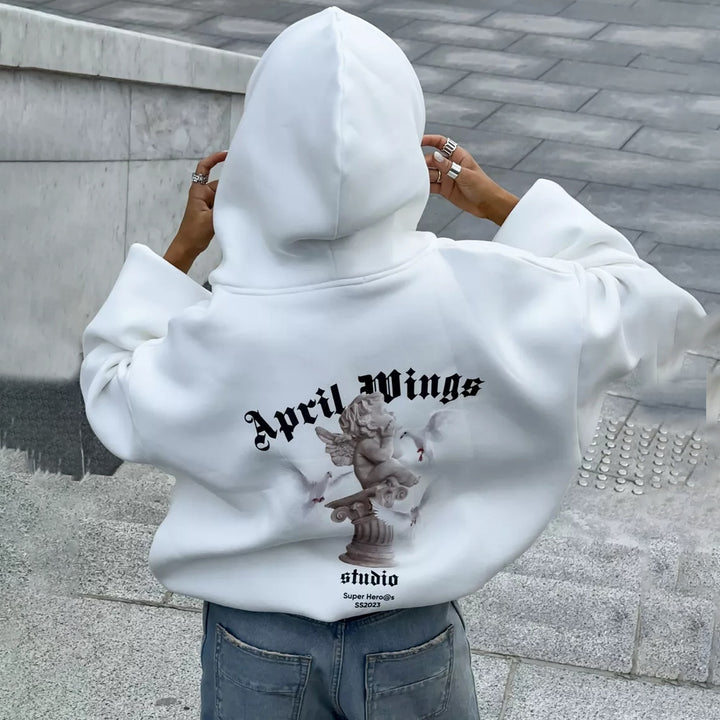 Kvinnors Urban Hoodie med Exklusiv Grafisk Design Mirla-Eva Jonsson