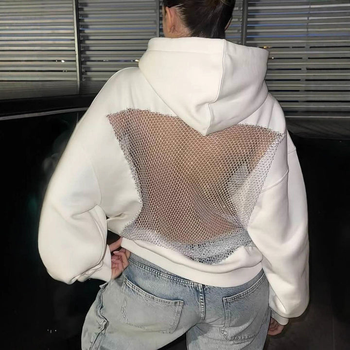 Kvinnors Urban Hoodie med Mesh Detaljer Mirla-Eva Jonsson