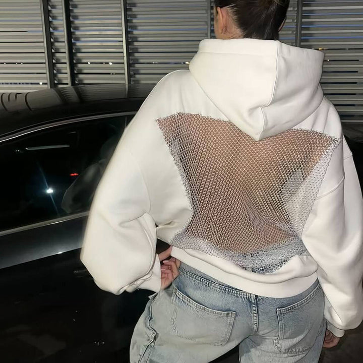 Kvinnors Urban Hoodie med Mesh Detaljer Mirla-Eva Jonsson
