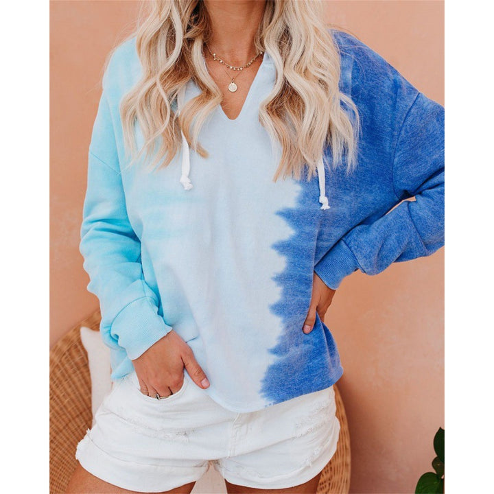 Kvinnors V-hals hoodie med tie-dye-design Mirla-Eva Jonsson