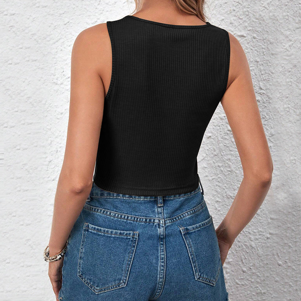 Kvinnors ärmlös crop top med elegant knutdetalj Mirla-Eva Jonsson