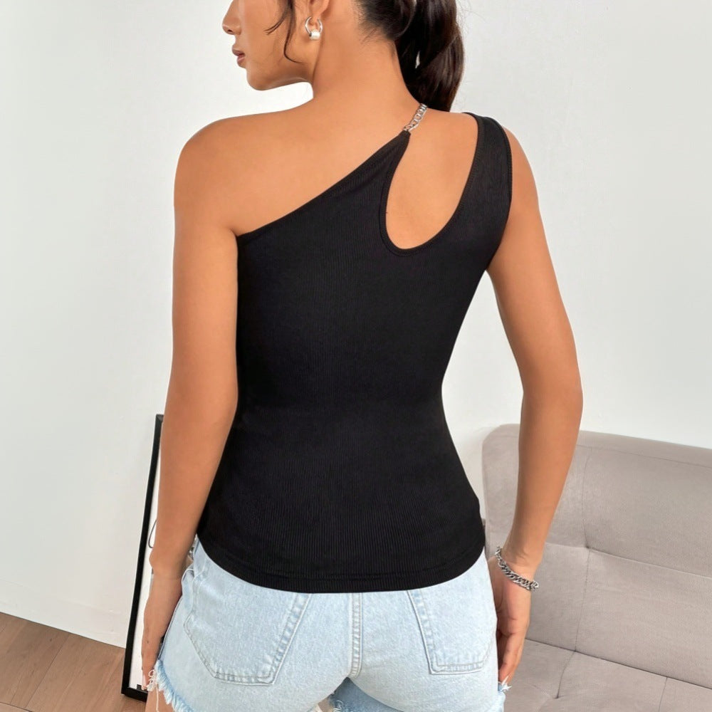 Kvinnors asymmetrisk bodysuit med delikat halsringning och kedjedetalj Mirla-Eva Jonsson