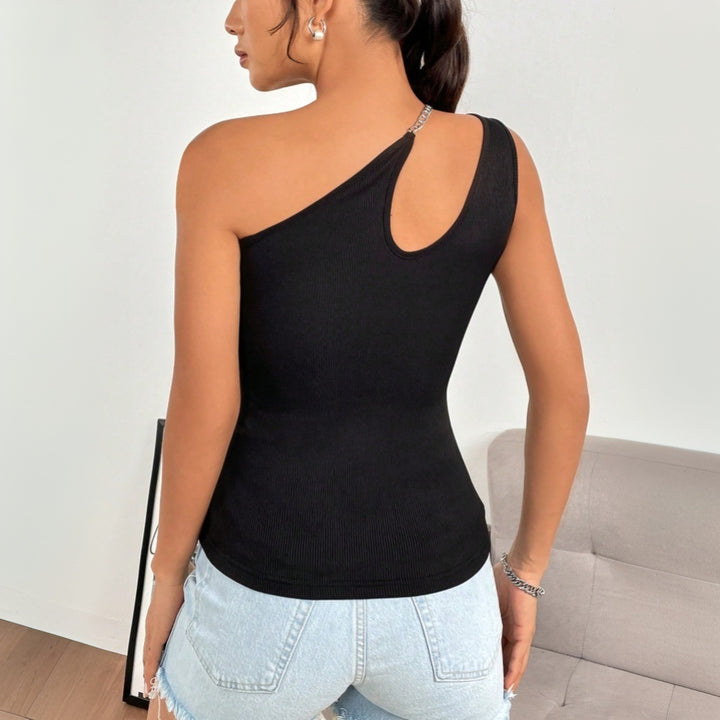 Kvinnors asymmetrisk bodysuit med delikat halsringning och kedjedetalj Mirla-Eva Jonsson