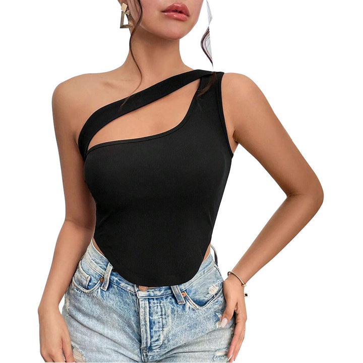 Kvinnors asymmetrisk bodysuit med fina spagettistänger och elastisk väv Mirla-Eva Jonsson