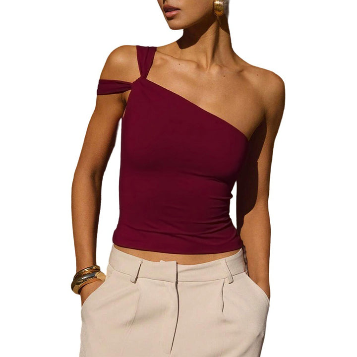 Kvinnors asymmetrisk crop top med elegant knutdesign Mirla-Eva Jonsson