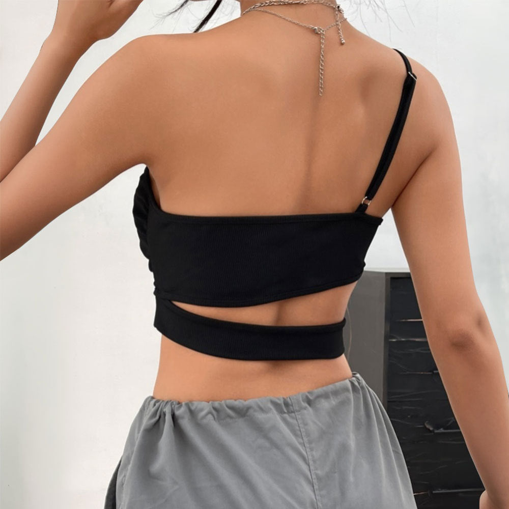 Kvinnors asymmetrisk crop top med smal midjeband och utan axelband design Mirla-Eva Jonsson