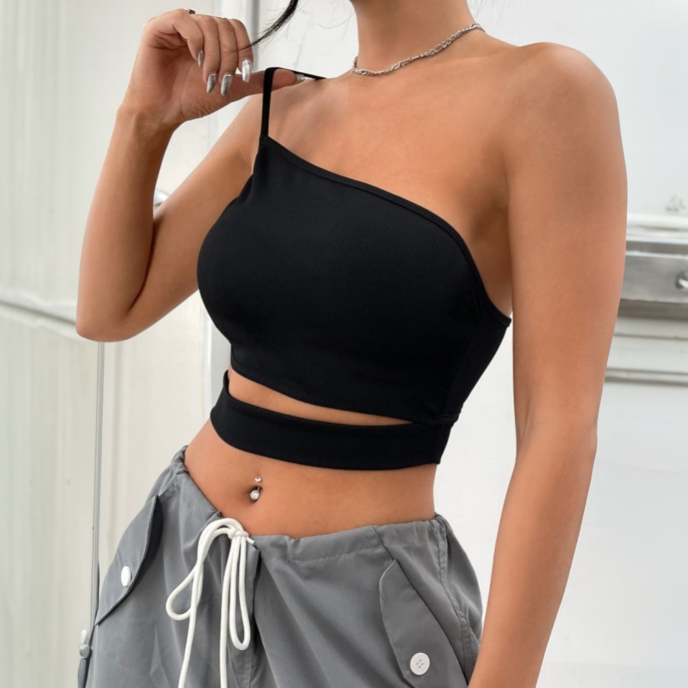 Kvinnors asymmetrisk crop top med smal midjeband och utan axelband design Mirla-Eva Jonsson