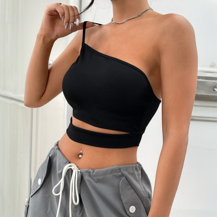 Kvinnors asymmetrisk crop top med smal midjeband och utan axelband design Mirla-Eva Jonsson
