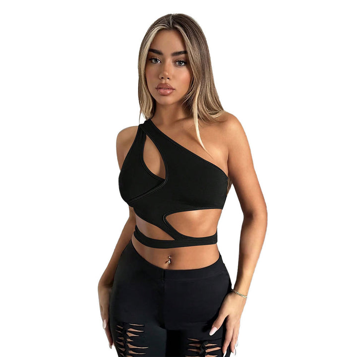 Kvinnors asymmetrisk crop top med utskärningsdetaljer Mirla-Eva Jonsson
