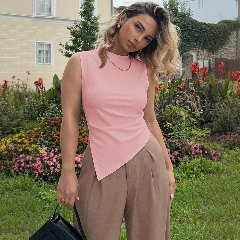 Kvinnors asymmetrisk linne med elegant draperingsdesign Mirla-Eva Jonsson