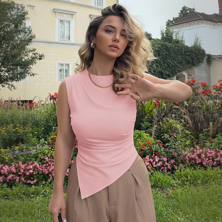 Kvinnors asymmetrisk linne med elegant draperingsdesign Mirla-Eva Jonsson