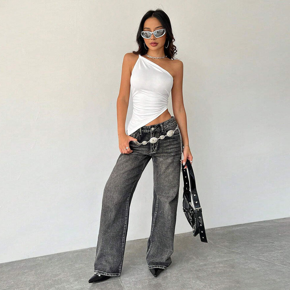 Kvinnors asymmetrisk topp med elegant drapering Mirla-Eva Jonsson