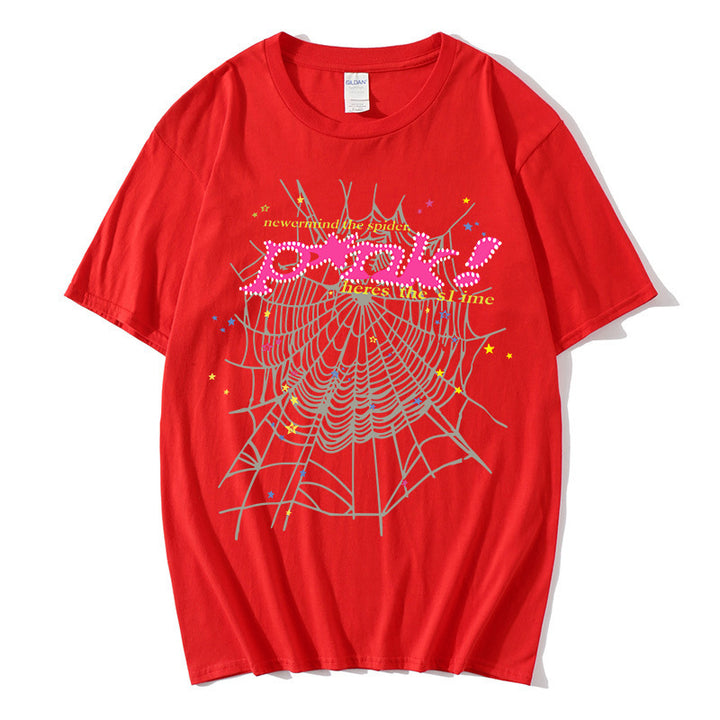 Kvinnors avslappnad T-shirt med kreativt spindelnetsdesign Mirla-Eva Jonsson