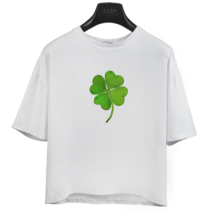 Kvinnors avslappnad T-shirt med sött katt- och växtdesign Mirla-Eva Jonsson