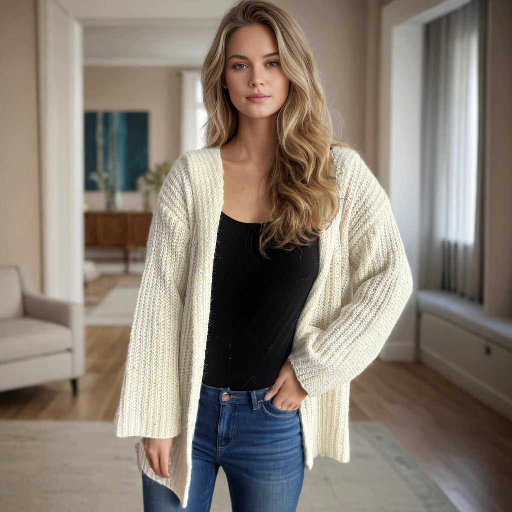 Kvinnors avslappnad cardigan med öppen front och lösa ärmar Mirla-Eva Jonsson