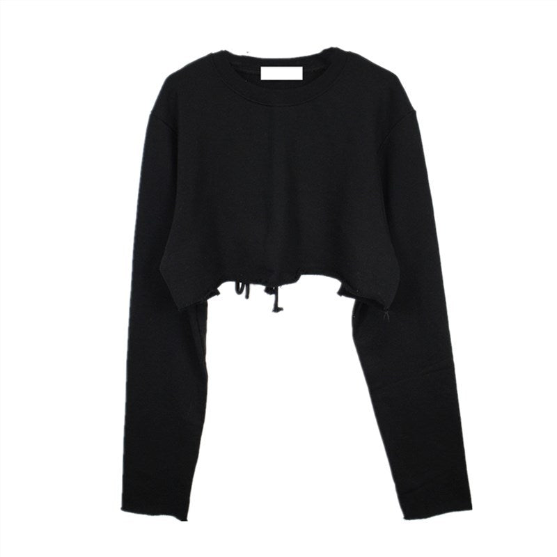 Kvinnors avslappnad crop sweatshirt med justerbar dragsko Mirla-Eva Jonsson