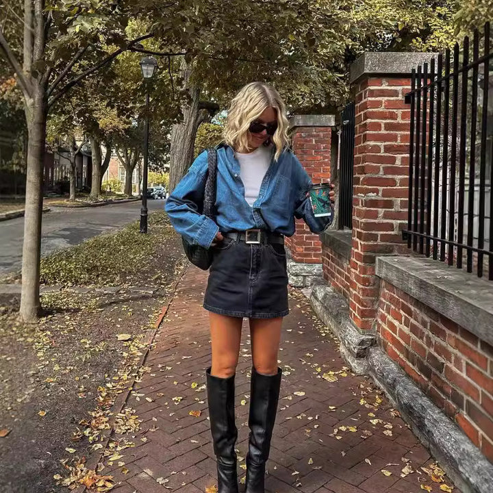 Kvinnors avslappnad denimjacka i klassisk oversized passform Mirla-Eva Jonsson