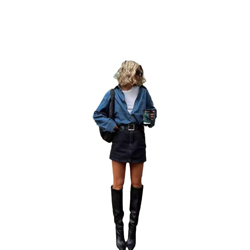 Kvinnors avslappnad denimjacka i klassisk oversized passform Mirla-Eva Jonsson