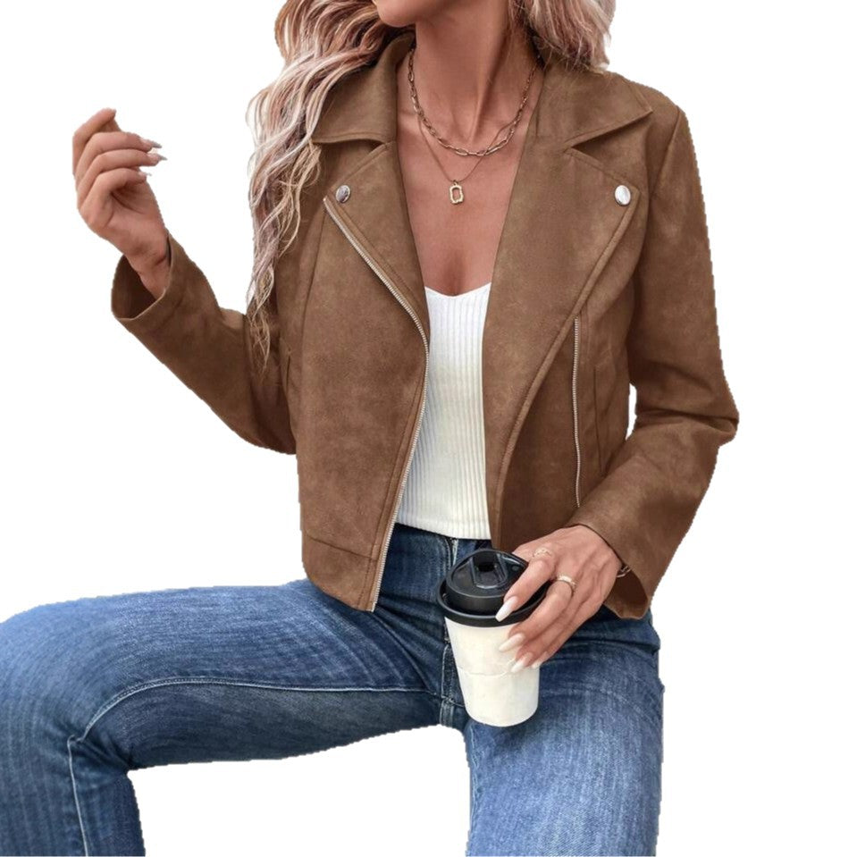 Kvinnors avslappnad faux läder bikerjacka med modern passform och eleganta detaljer Mirla-Eva Jonsson