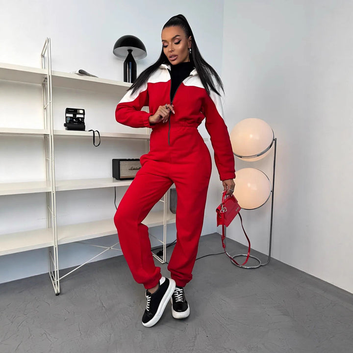 Kvinnors avslappnad fleeceoverall med elegant dragkedja och huva Mirla-Eva Jonsson
