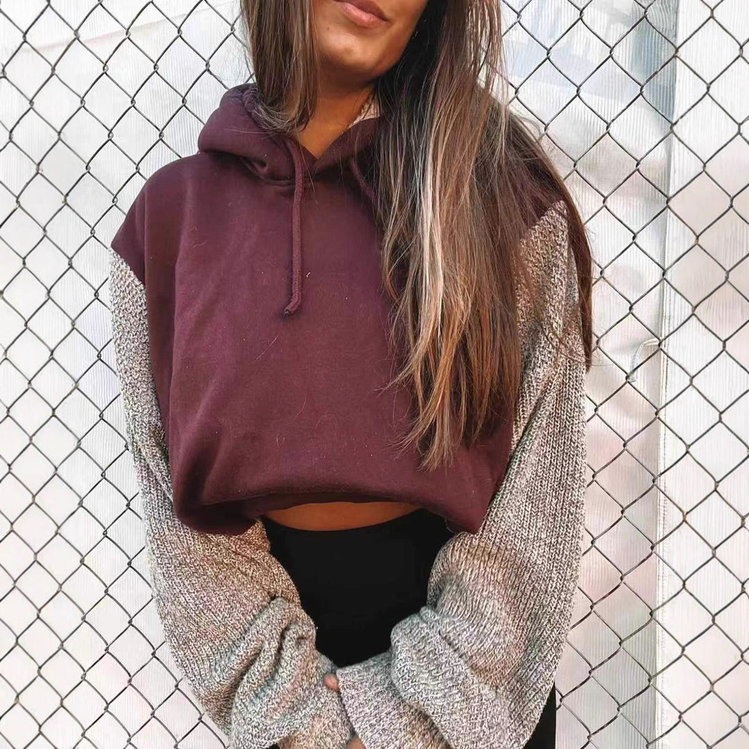 Kvinnors avslappnad hooded sweatshirt med texturerade ärmar Mirla-Eva Jonsson