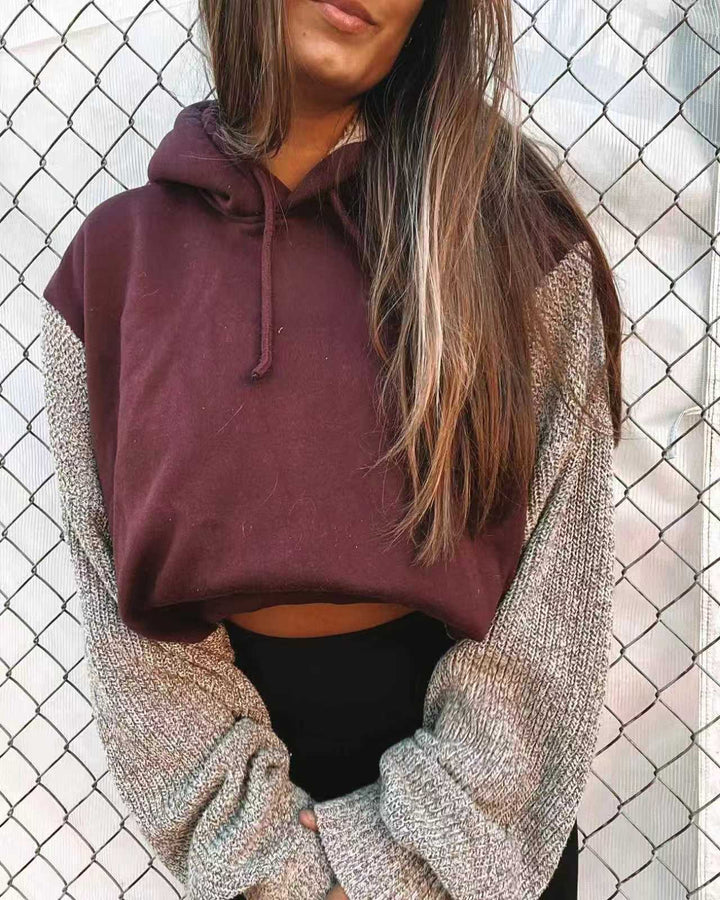 Kvinnors avslappnad hooded sweatshirt med texturerade ärmar Mirla-Eva Jonsson