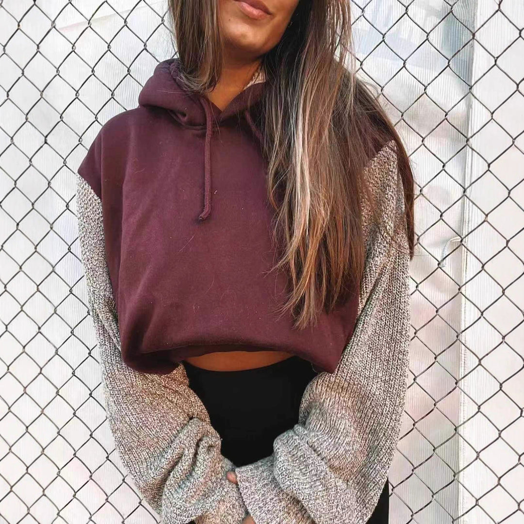 Kvinnors avslappnad hooded sweatshirt med texturerade ärmar Mirla-Eva Jonsson