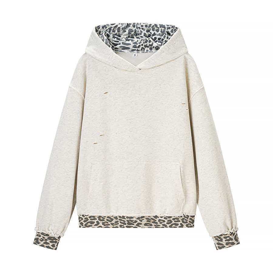 Kvinnors avslappnad hoodie med leopardfoder Mirla-Eva Jonsson