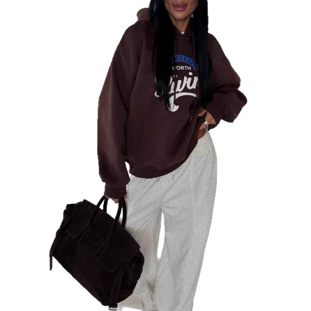 Kvinnors avslappnad hoodie med originaltryck och oversized skärning Mirla-Eva Jonsson