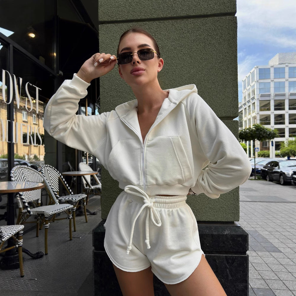 Kvinnors avslappnad hoodie-set med dragkedja och elastisk midja Mirla-Eva Jonsson