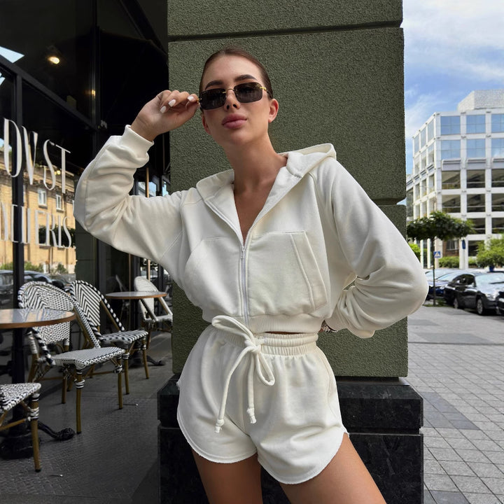 Kvinnors avslappnad hoodie-set med dragkedja och elastisk midja Mirla-Eva Jonsson