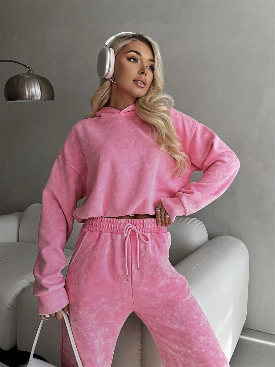 Kvinnors avslappnad hoodie set med vida byxor och elastisk midja Mirla-Eva Jonsson