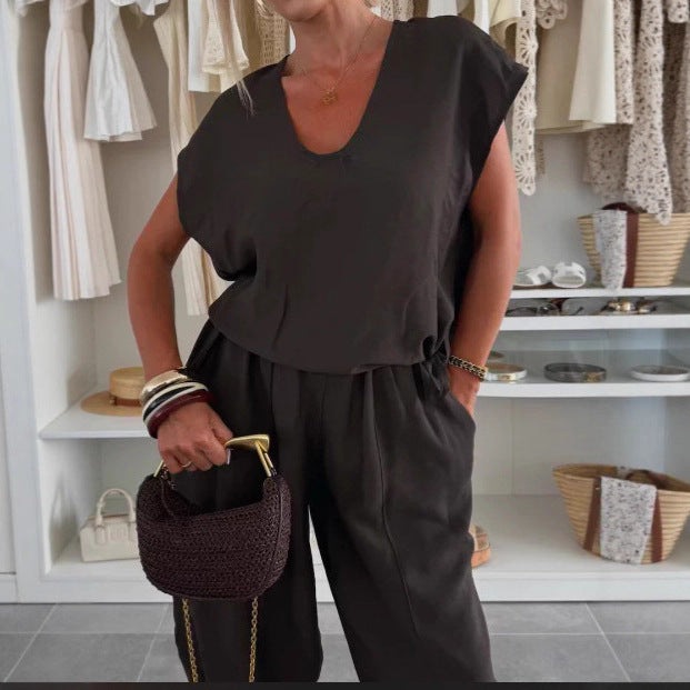 Kvinnors avslappnad jumpsuit med elastisk midja och fickor Mirla-Eva Jonsson