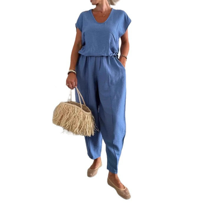 Kvinnors avslappnad jumpsuit med elastisk midja och fickor Mirla-Eva Jonsson