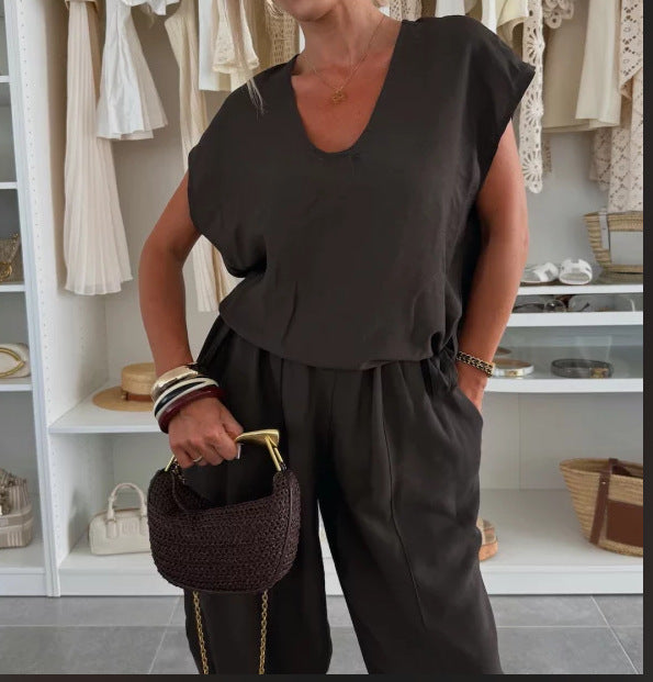 Kvinnors avslappnad jumpsuit med elastisk midja och fickor Mirla-Eva Jonsson