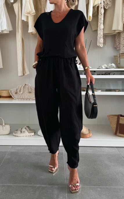 Kvinnors avslappnad jumpsuit med elastisk midja och fickor Mirla-Eva Jonsson