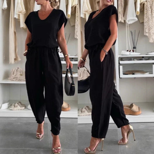 Kvinnors avslappnad jumpsuit med elastisk midja och fickor Mirla-Eva Jonsson
