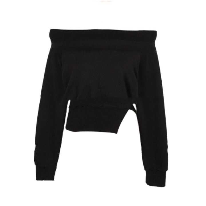 Kvinnors avslappnad kort sweatshirt med asymmetrisk nederdel Mirla-Eva Jonsson