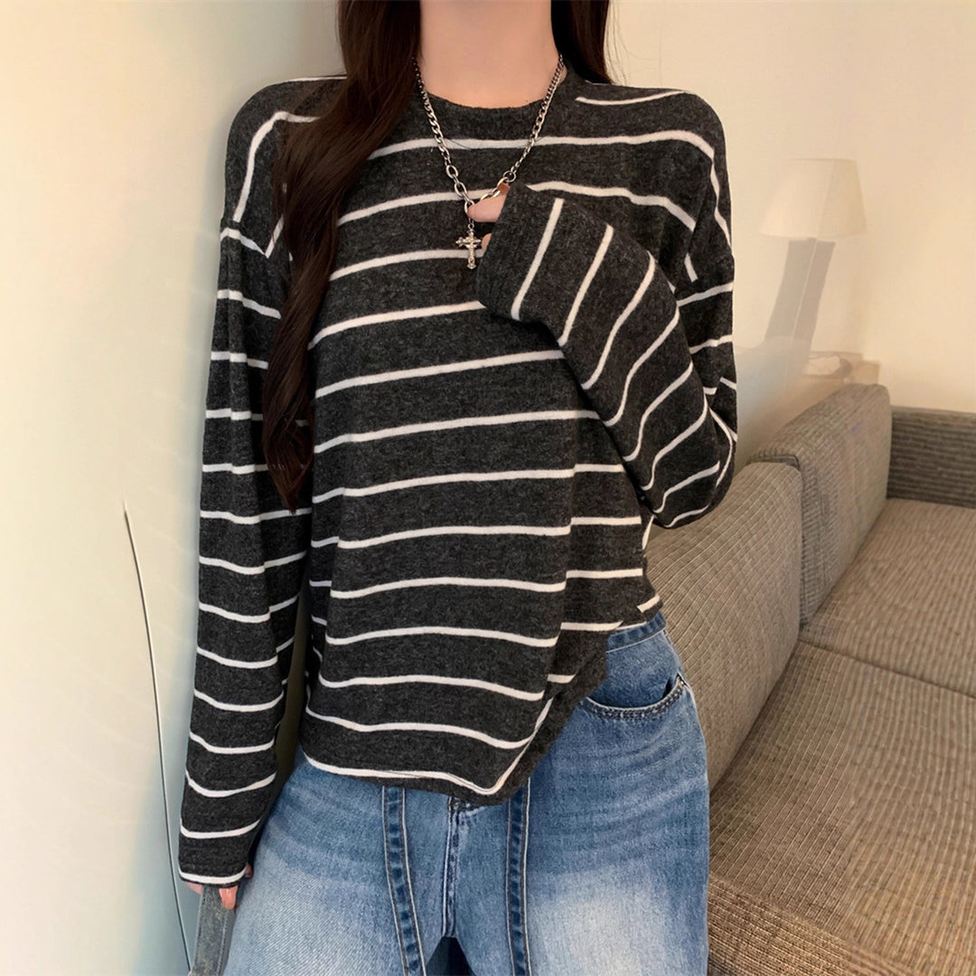 Kvinnors avslappnad långärmad skjorta med moderiktig randig look Mirla-Eva Jonsson