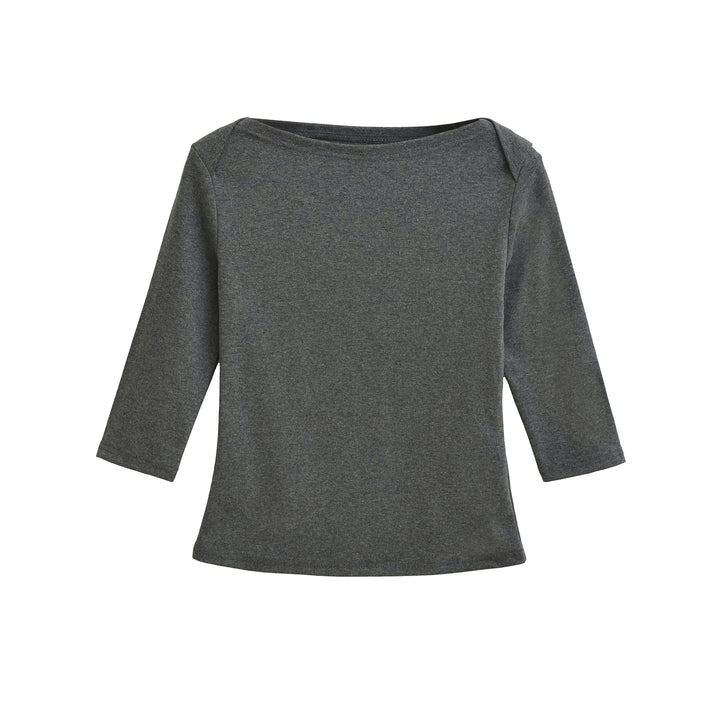 Kvinnors avslappnad långärmad t-shirt med modern krage Mirla-Eva Jonsson