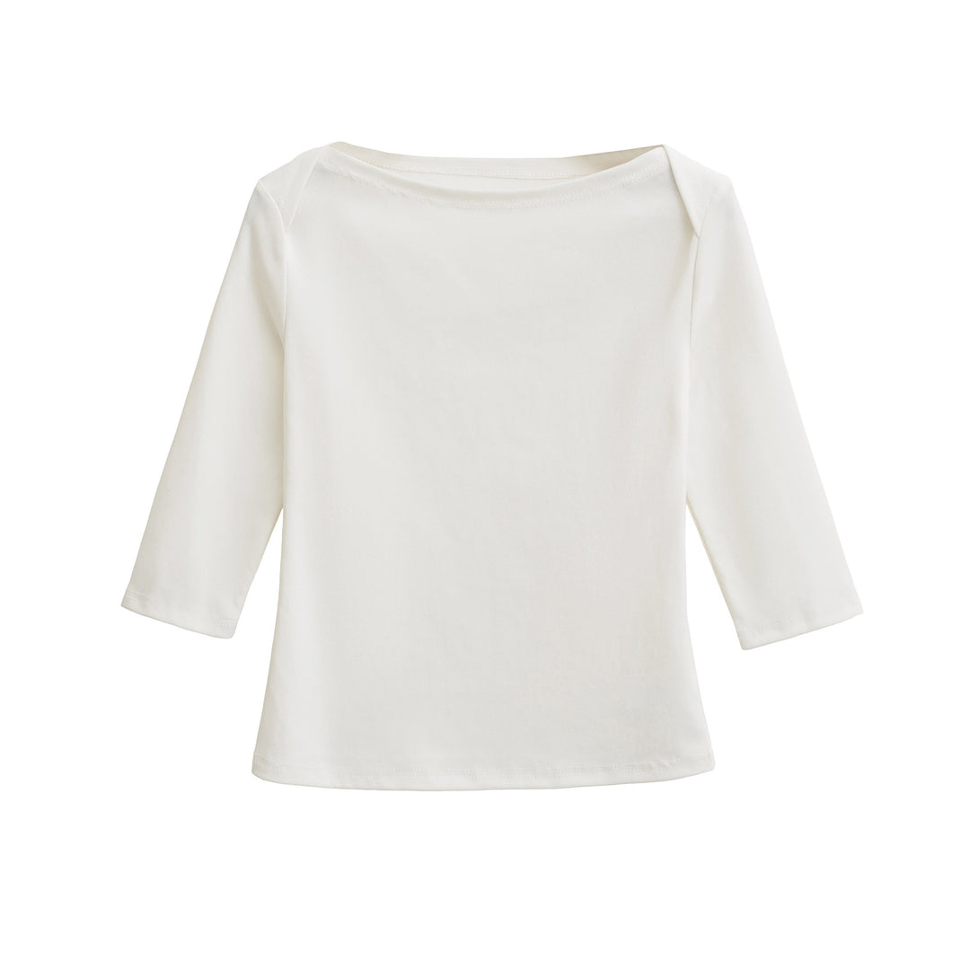Kvinnors avslappnad långärmad t-shirt med modern krage Mirla-Eva Jonsson