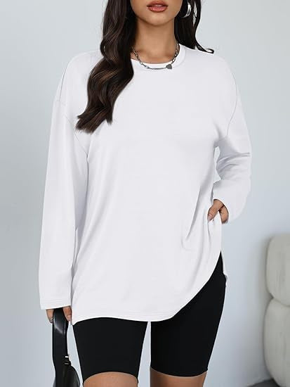 Kvinnors avslappnad långärmad t-shirt med sidofickor Mirla-Eva Jonsson