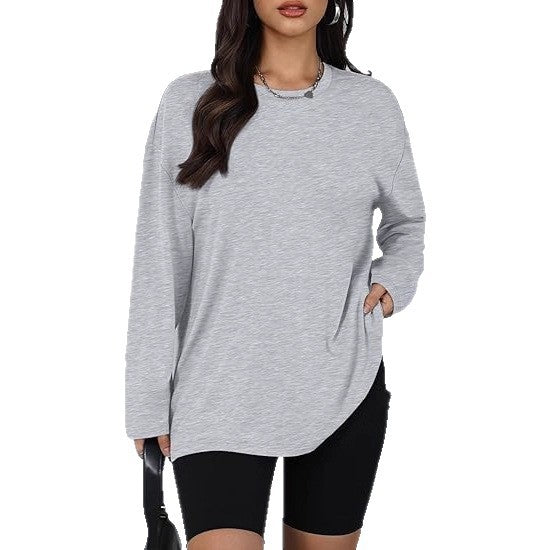 Kvinnors avslappnad långärmad t-shirt med sidofickor Mirla-Eva Jonsson