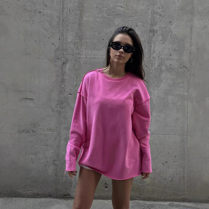 Kvinnors avslappnad oversize tröja med bred skärning och texturerad tyg Mirla-Eva Jonsson