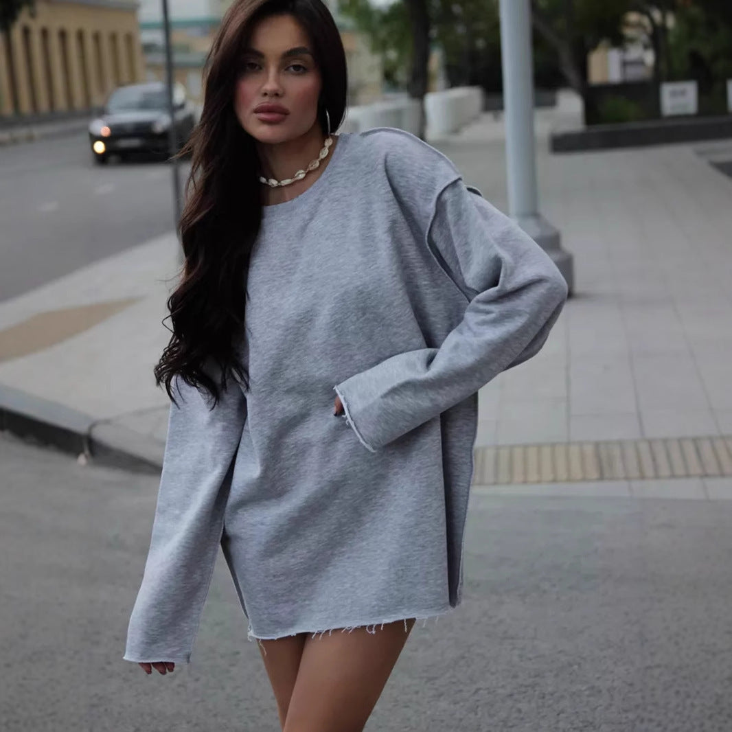 Kvinnors avslappnad oversize tröja med bred skärning och texturerad tyg Mirla-Eva Jonsson