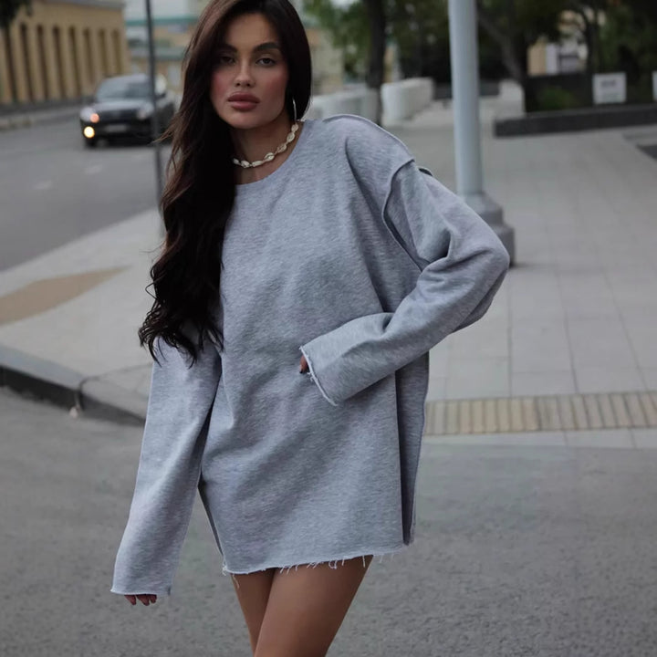 Kvinnors avslappnad oversize tröja med bred skärning och texturerad tyg Mirla-Eva Jonsson