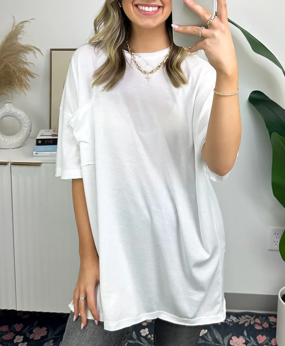 Kvinnors avslappnad oversized T-shirt med ficka Mirla-Eva Jonsson