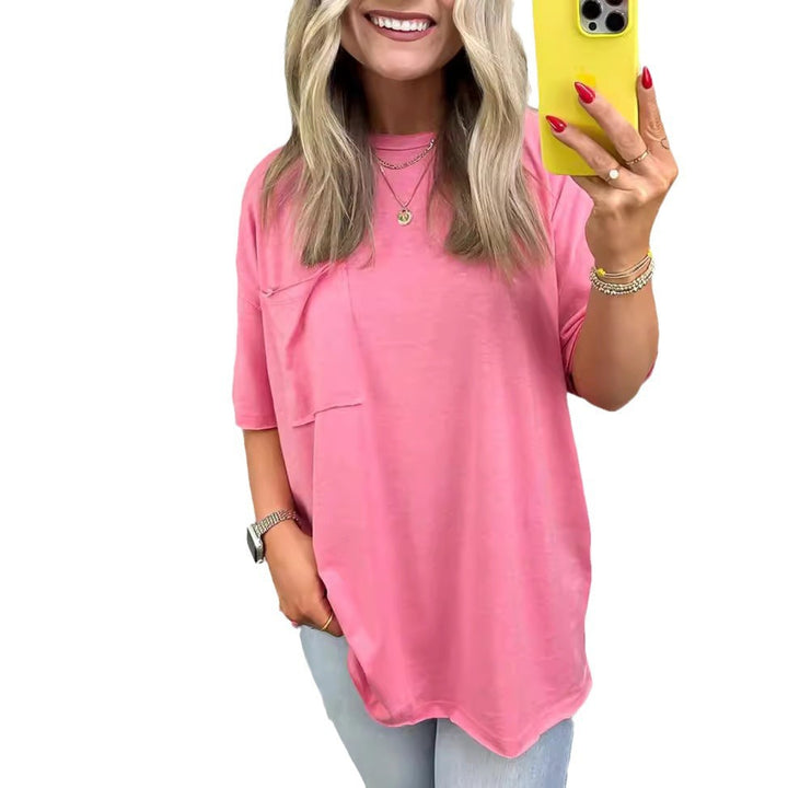Kvinnors avslappnad oversized T-shirt med ficka Mirla-Eva Jonsson