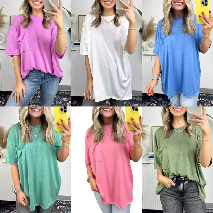 Kvinnors avslappnad oversized T-shirt med ficka Mirla-Eva Jonsson