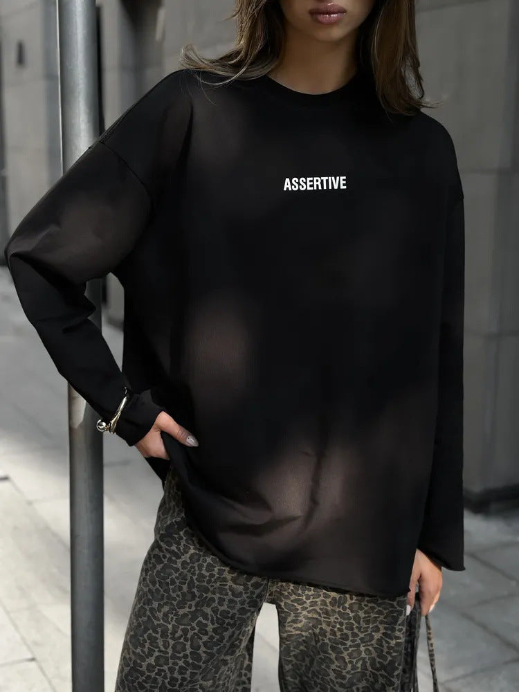 Kvinnors avslappnad oversized sweatshirt med tryckdesign Mirla-Eva Jonsson